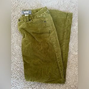 Thrifted a long time ago, too large. Green corduroy material.